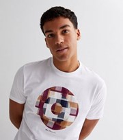 Ben Sherman White Crew Neck Fractured Gingham Target Logo T-Shirt